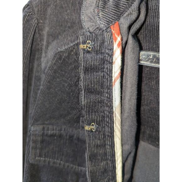 Vintage 90's Willi Smith Black Corduroy Cropped  Blazer Ruffle Trim Size 6 - Picture 7 of 10